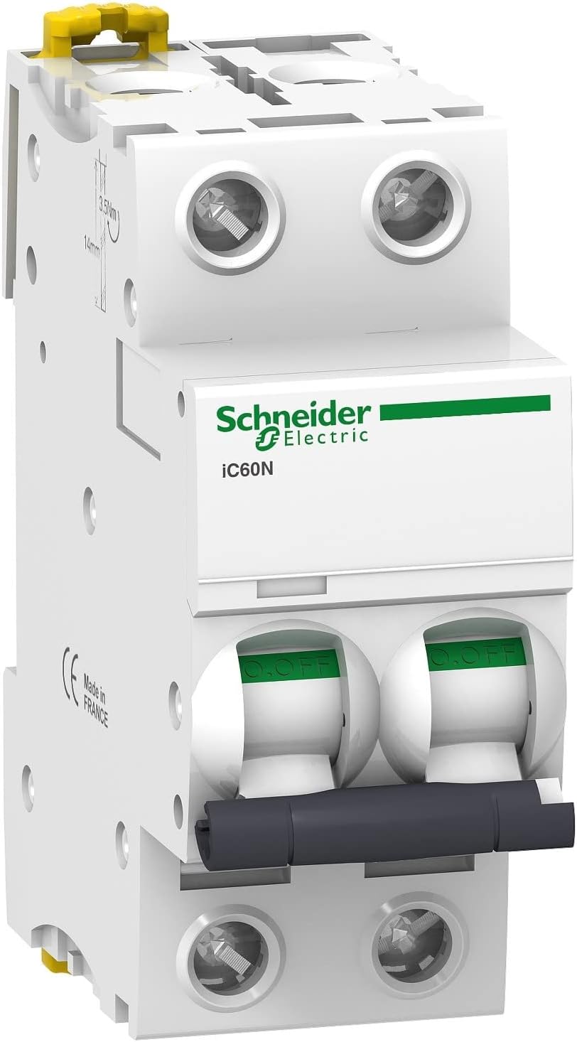 Schneider A9F74232 iC60N 2P 32A C MCB Miniature Circuit Breaker, White