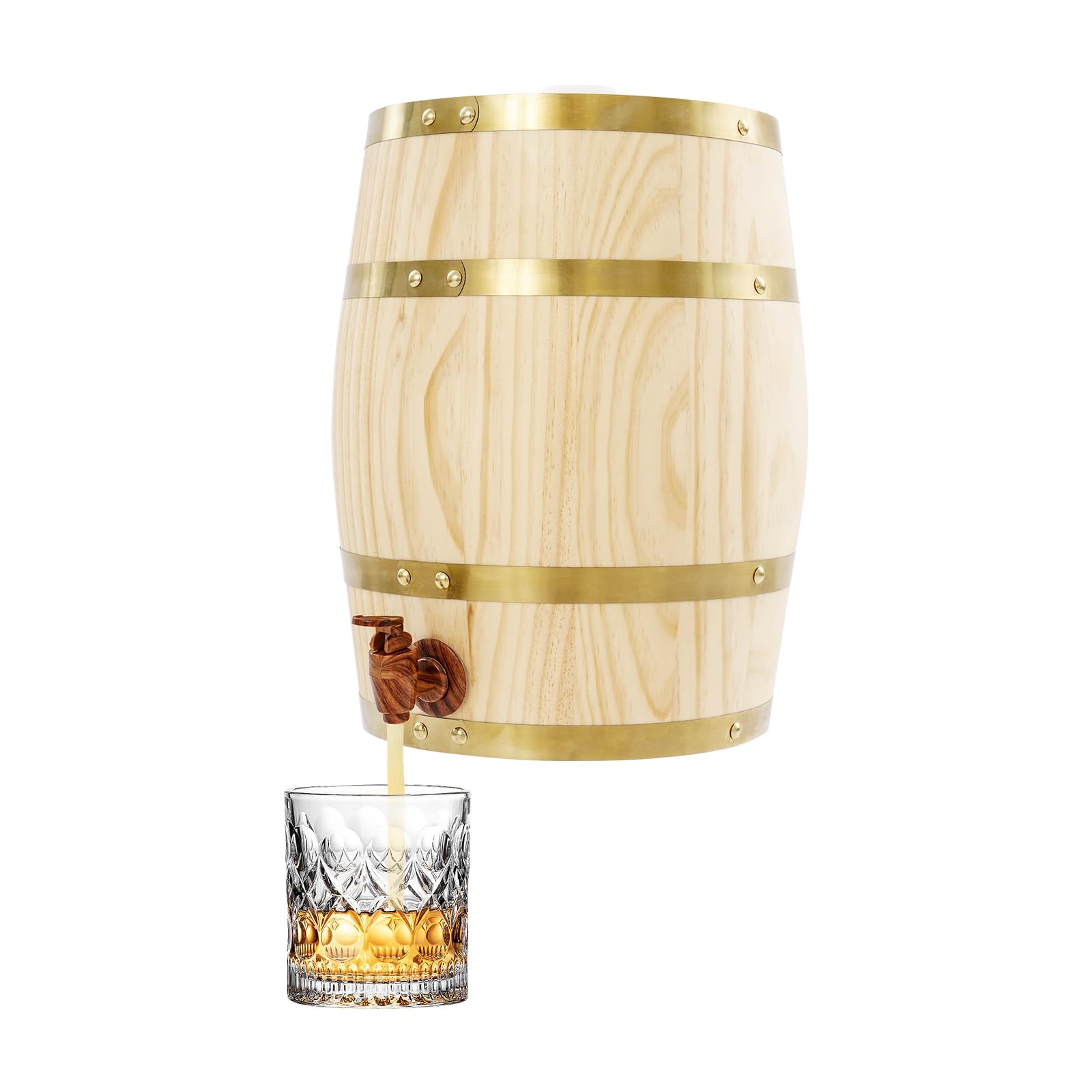 Botte in legno da 10 litri con rubinetto, botte di pino per vino, whisky, liquore - barile per maturità, 26 x 33 cm