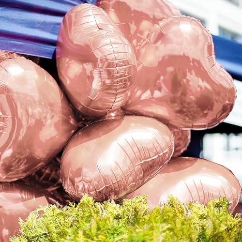 10 Balão Metalizado Coração Rose Gold 45 Cm - Festa, Casamento, Namoro, Noivado, Decoração