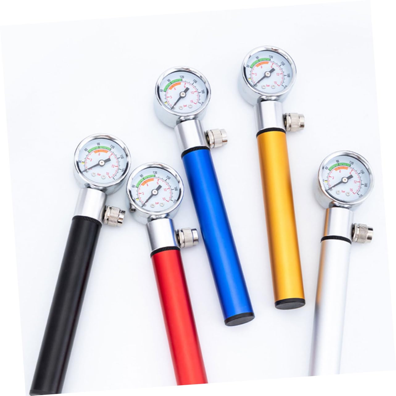 TOYANDONA Inflador de Balones y Bicicletas de Aluminio con Manómetro Bomba de Aire Portátil para Inflar Balones de Fútbol Baloncesto y Neumáticos de Bicicleta Inflador Duradero y Color Azul