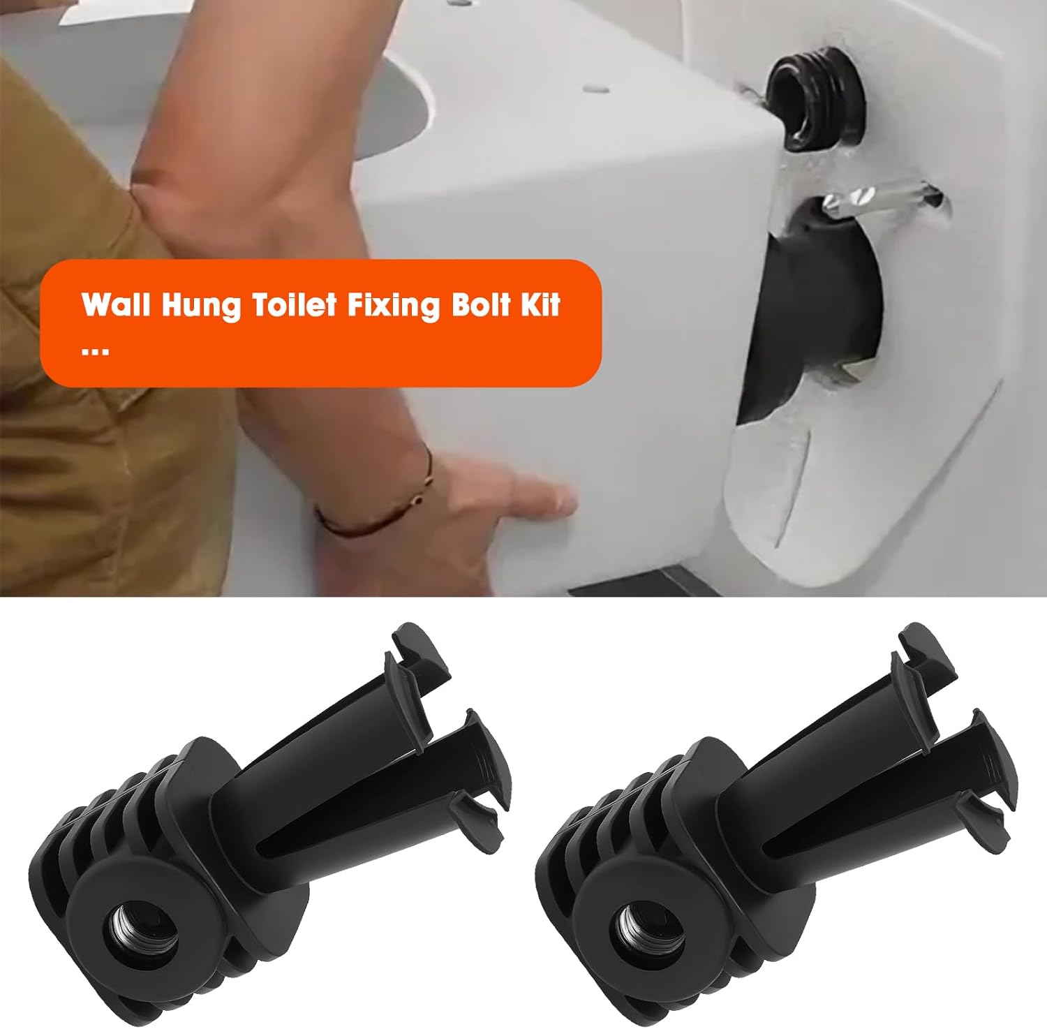 1 Set of Wall Hung Toilet Fixing Bolts Kit Compatible with Geberit Compatible with Grohe 38.8x75.5mm Wall-Mounted Toilet Anchor Kit