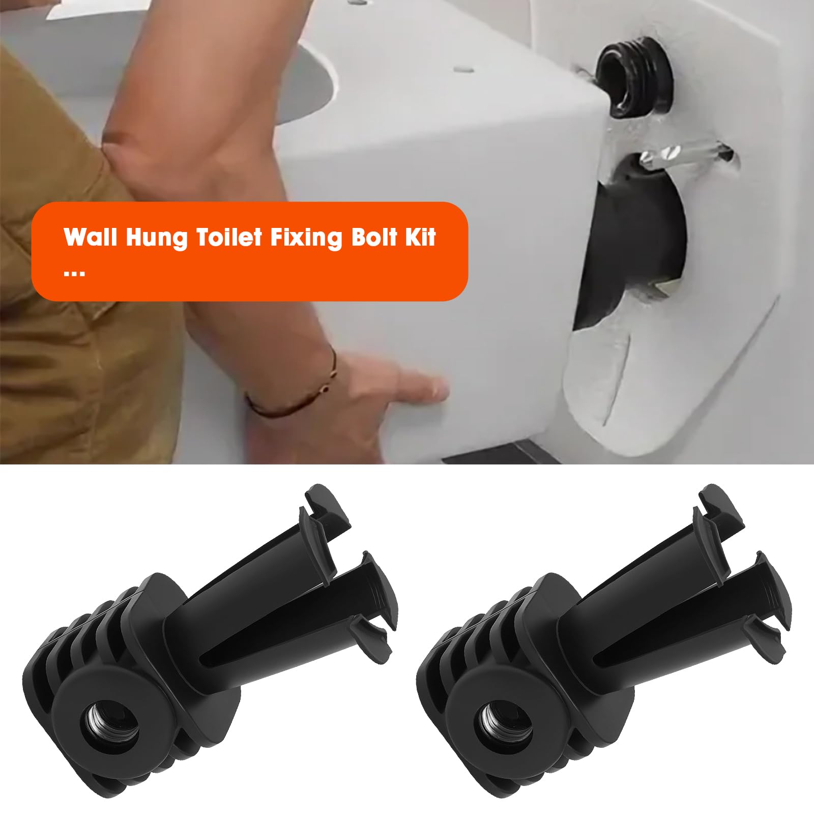 LT Easiyl 1 Set of Wall Hung Toilet Fixing Bolts Kit Compatible with Geberit Compatible with Grohe 38.8x75.5mm Wall-Mounted Toilet Anchor Kit - Image 2