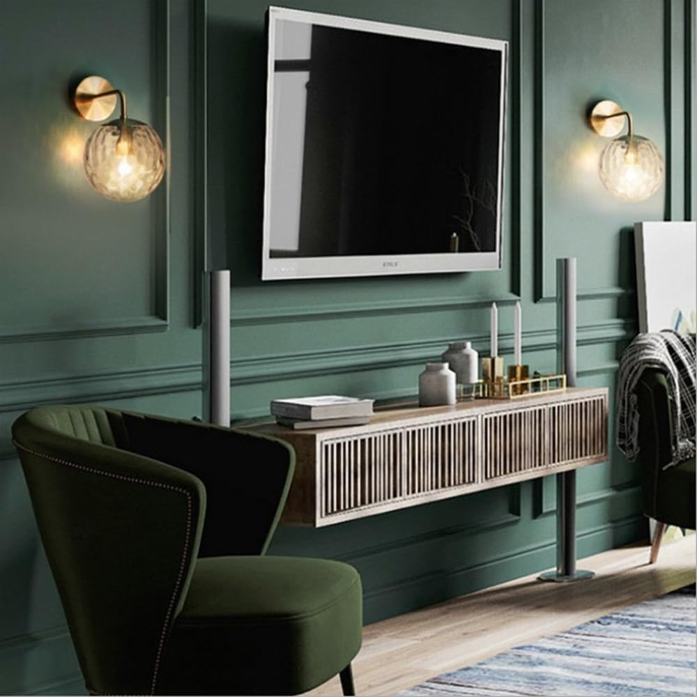 Kinkiet ze szklaną kulką z motywem wody, złota metalowa lampa z abażurem globalnym, nowoczesna lampka nocna, gniazdo E27, minimalistyczna dekoracyjna oprawa do salonu