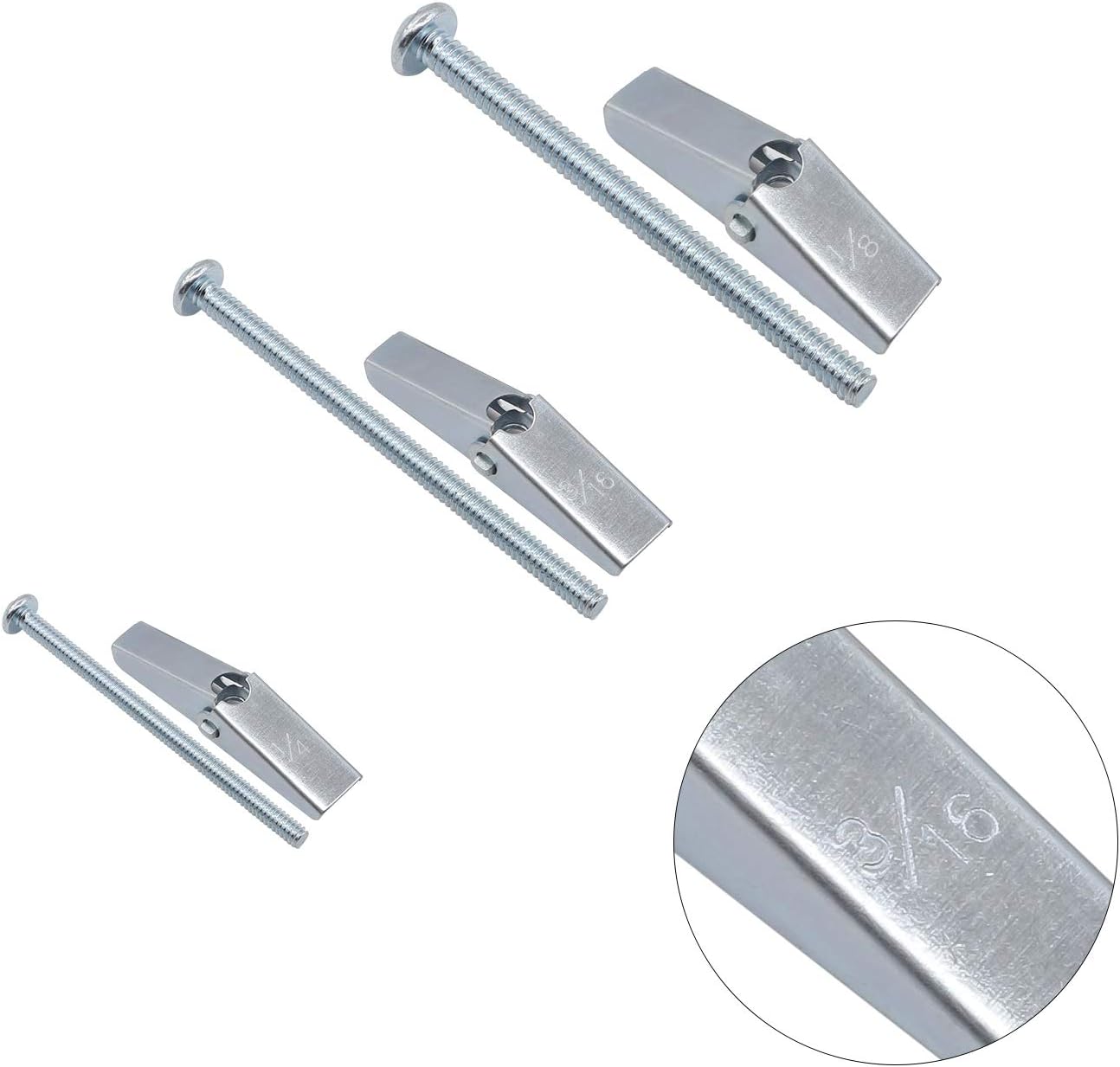 HELIFOUNER 24 Pieces Toggle Bolt and Wing Nut for Hanging Heavy Items on Drywall - 1/8 Inch, 3/16Inch, 1/4Inch : Industrial & Scientific