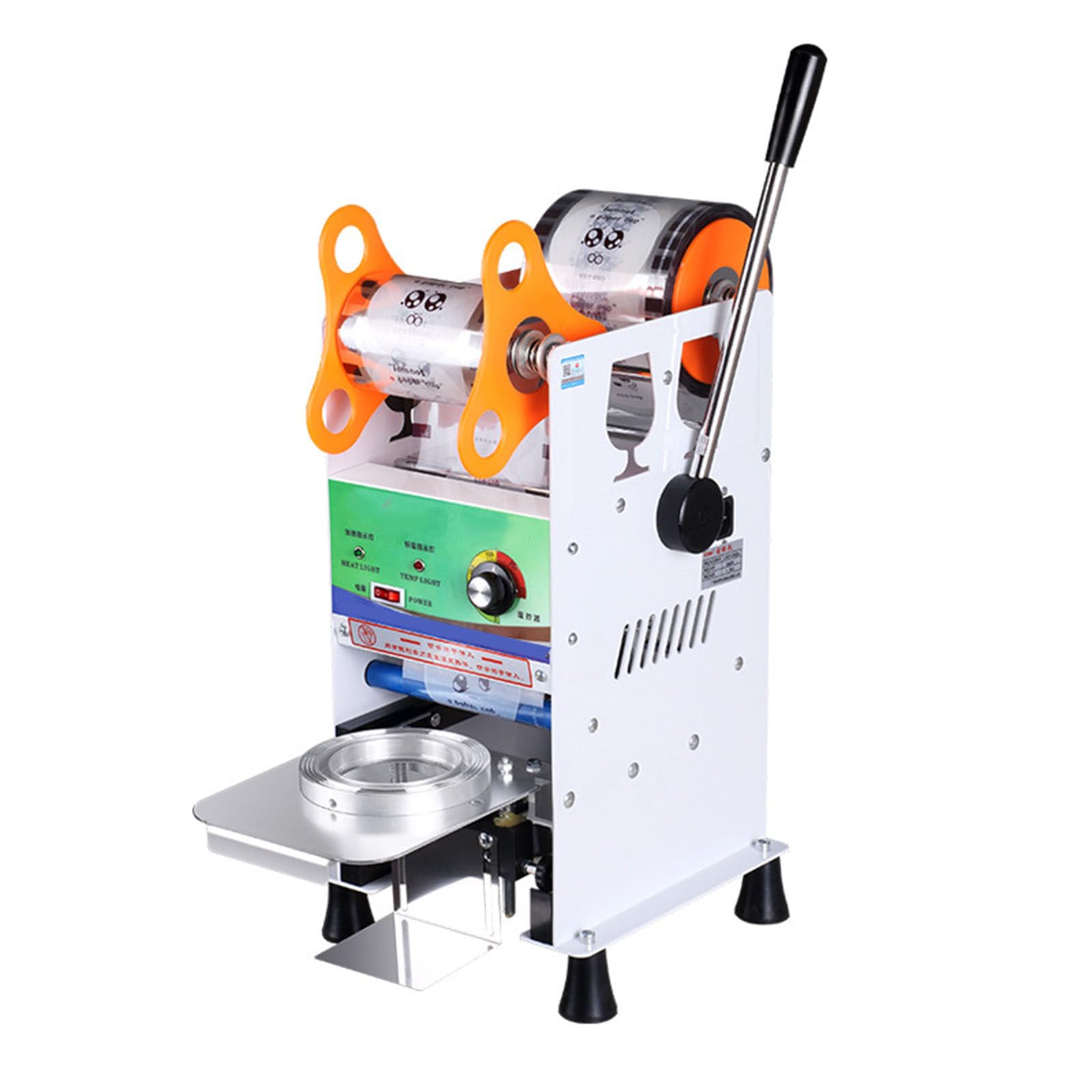 Macchina sigillatrice per tazze di succo di tè a bolle di latte commerciale per 90/95 MM 18 CM 110 V 220 V Macchina sigillatrice per tazze,White