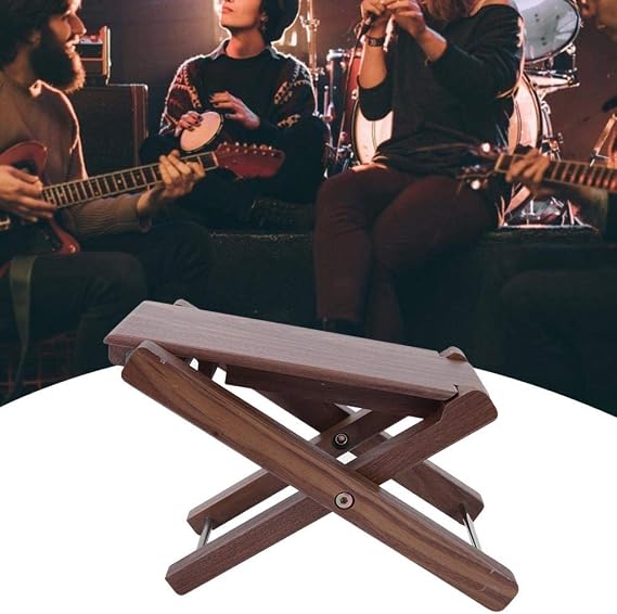 Guitar Footstool, Wood Acoustic Solid Handicraft Anti-skid Folding, Acoustic Guitar Footrest Folding Wood Footrest Pedal for Guitarists, Practice, Stage Performance, and Travel