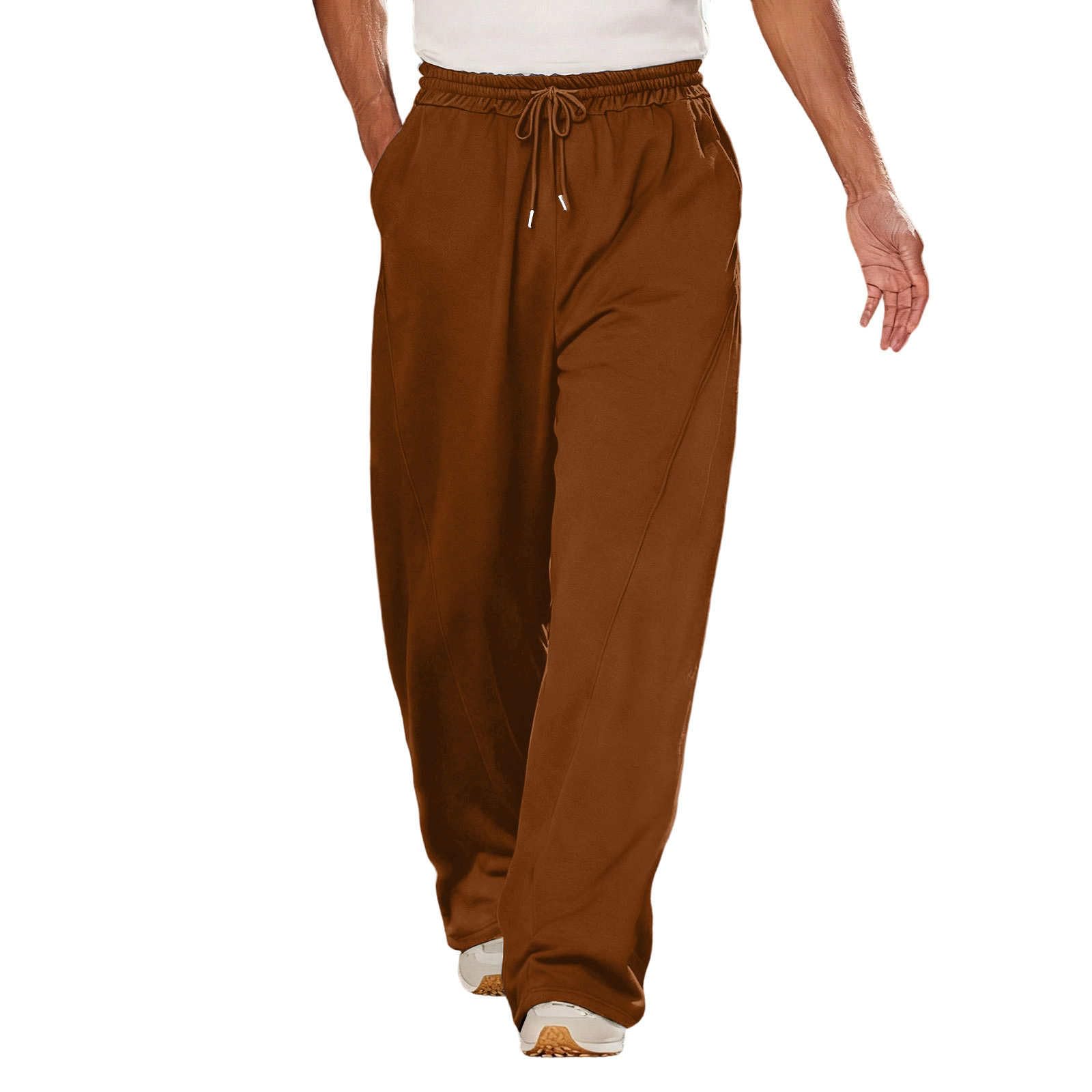 Womens Sweatpants Casual Elastic High Waist Straight Leg Pants with Pockets Workout Trouser Dressy Office Work Pant