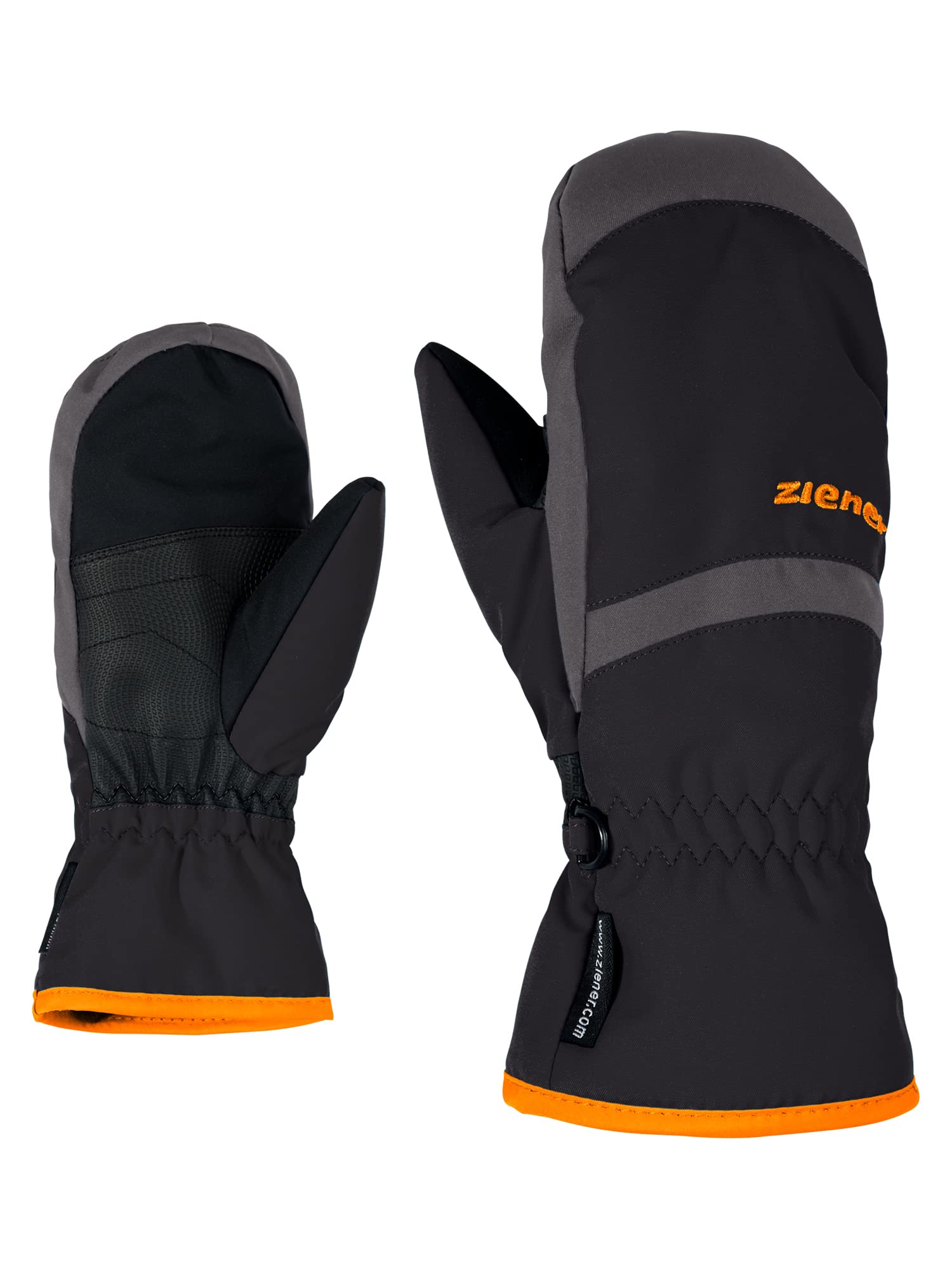 Ziener Lejanos AS Children's Ski Gloves/Winter Sports, Waterproof, Breathable, Black/Graphite, 7.5 (XL)
