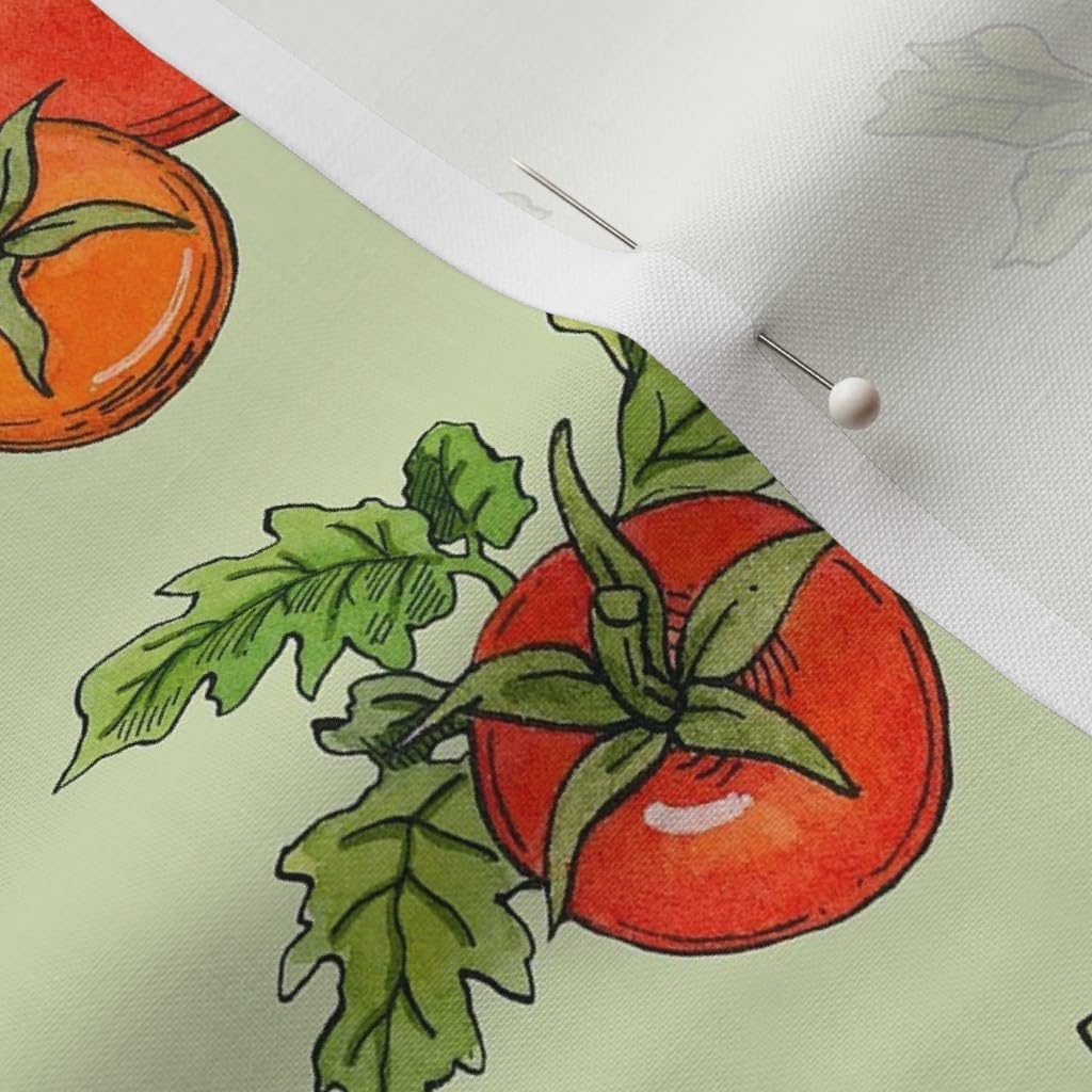 Spoonflower Fabric - Farmers Market Tomato Red Green Summer Garden Kitchen Printed on Petal Signature Cotton Fabric Fat Quarter - Sewing Quilting Apparel Crafts Decor