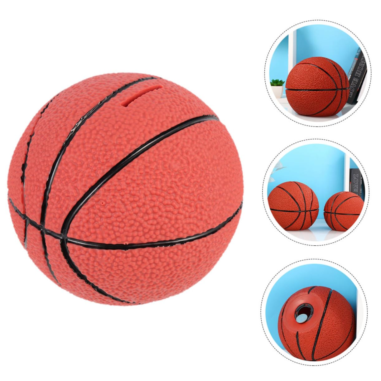 Salvadanaio a Forma di Pallone da Basket per Bambini in Vinile Design Resistente e Tocco Morbido, per Risparmiare e Decorare la Camera dei Ragazzi