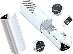 microfone de Lapela Sem Fio, Com Estojo Recarregável, Cancelamento de Ruído, 50m Alcance, 30h Bateria, Compatível com iPhone, Celular (Type-C/Lightning), para Gravação, Live e Reuniões (Branco)