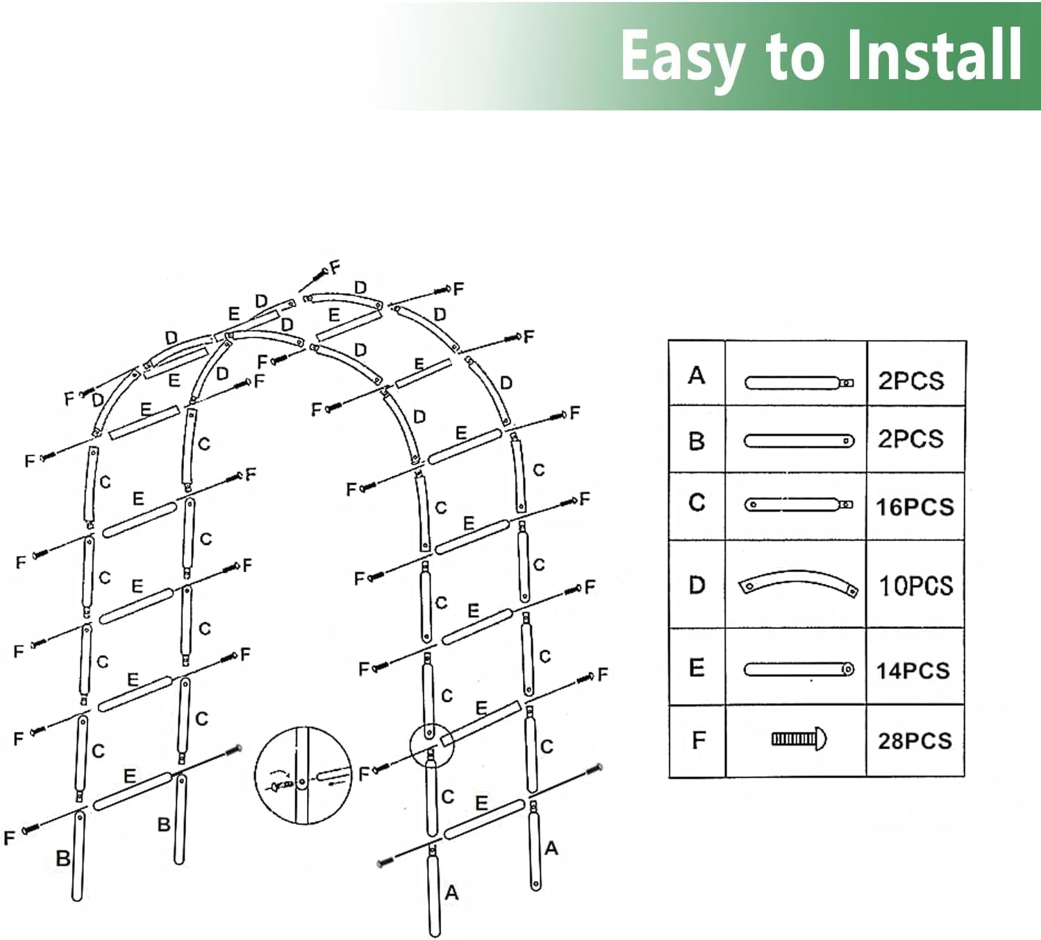 7.9 Ft H x 4.6 Ft W 2 Pack Metal Pergola Arbor,Assemble Freely 3 Sizes,for Various Climbing Plant Wedding Garden Arch