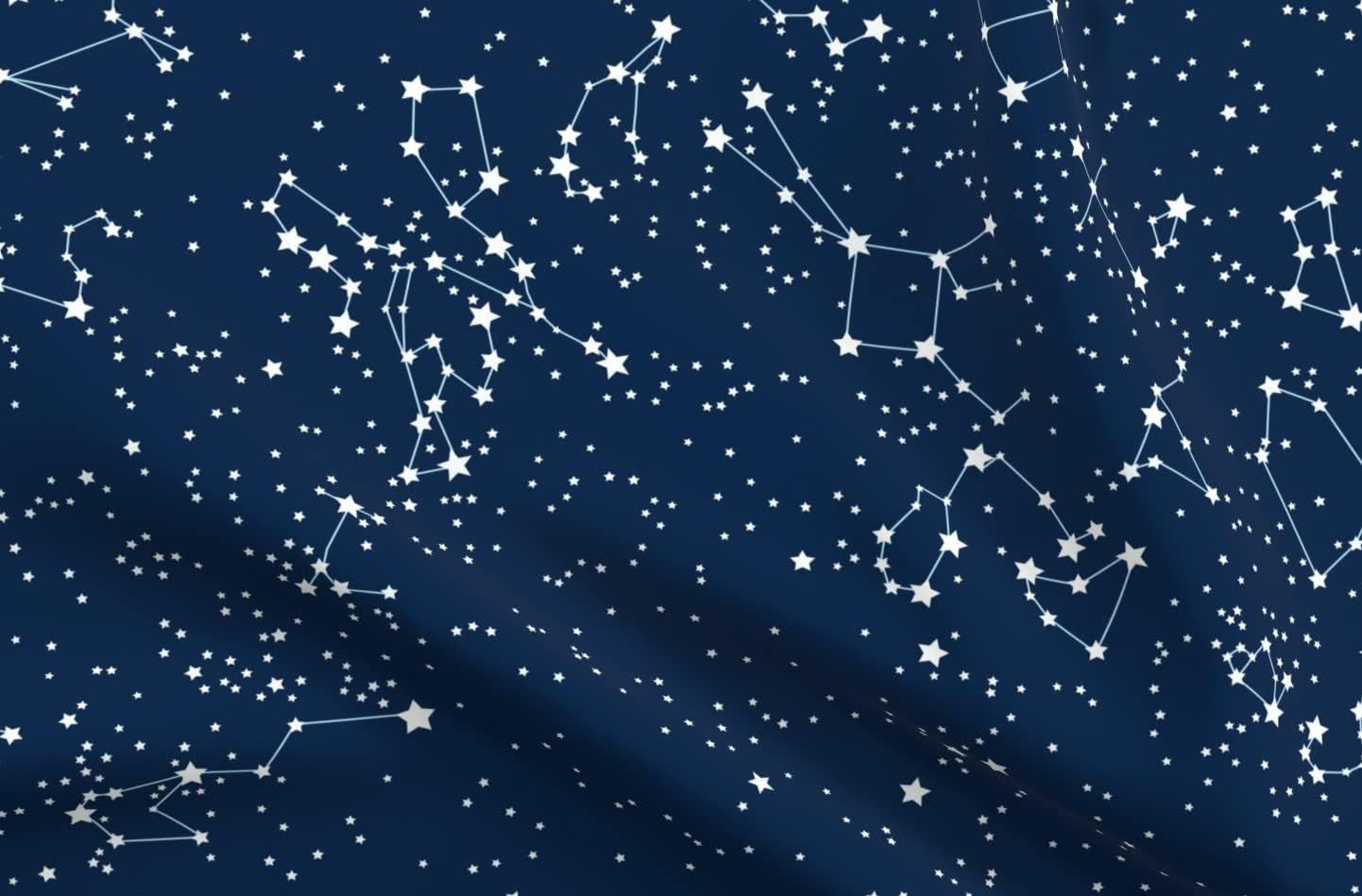 Spoonflower Fabric - Map Sky Cartography Geography Constellation Stars Star Galaxy Night Printed on Petal Signature Cotton Fabric Fat Quarter - Sewing Quilting Apparel Crafts Decor