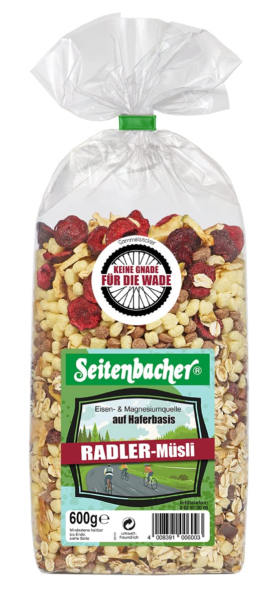 Seitenbacher Radler musli I owies i orkisz, pełnoziarniste zboża I wiśnie I czekolada pełnomleczna I bez pszenicy I (3 x 600 g)