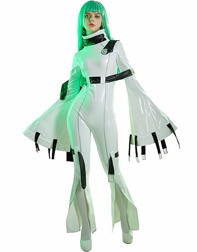 Cosplay.fm Women’s Anime Cosplay Costume Bodysuit with Choker Stockings - Small - White