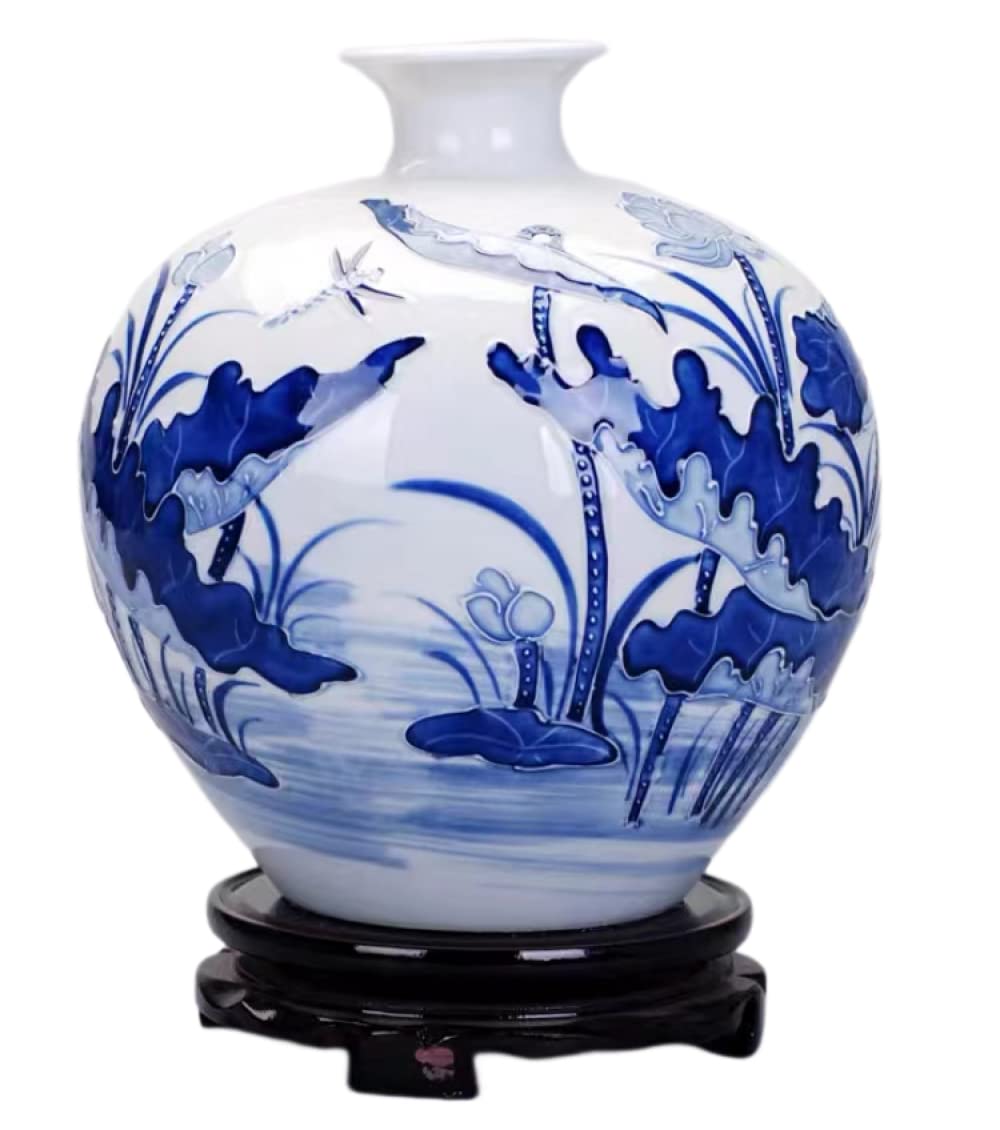 Amazon.co.jp: 青と白のアンティーク スタイルの中国の花瓶、家の装飾