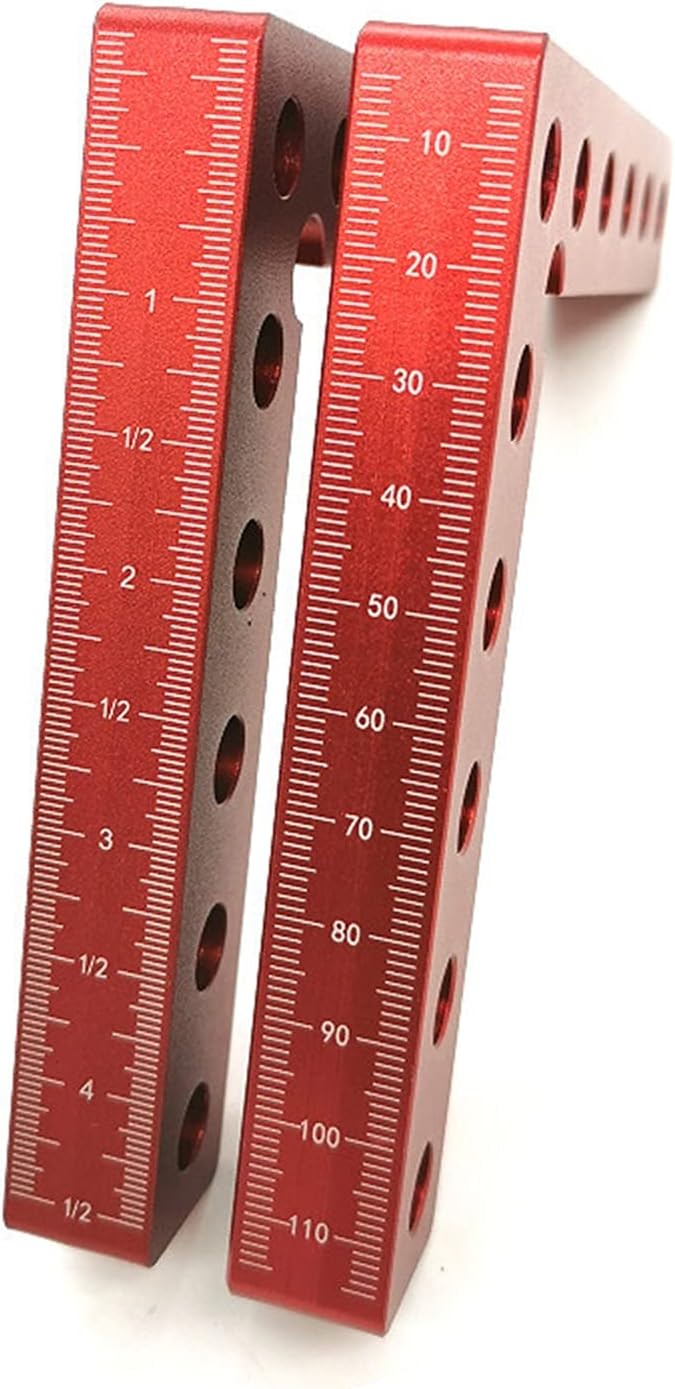Precision Woodworking Ruler 2Pc 90 Degrees Auxiliary Fixture Splicing Board Positioning Panel Fixed Clip Carpenter's Square Ruler L-Shaped Woodworking Tool for Carpenter Work, Measuring and Layout (C