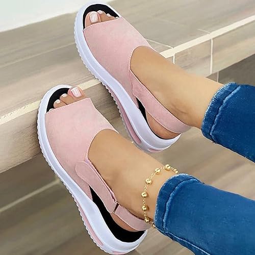 Miniatura 2 de Lovely Nursling Sandalias de cuña para mujer puntera cerrada hebilla de tobillo sandalias de plataforma