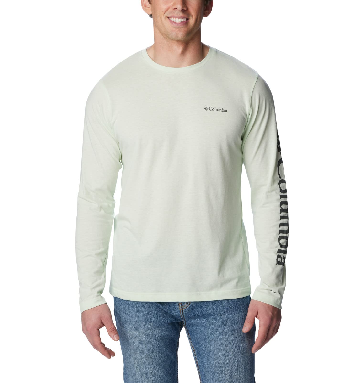 Columbia Mens Thistletown Hills Long Sleeve Logo Tee, Ice Green Heather, XXL