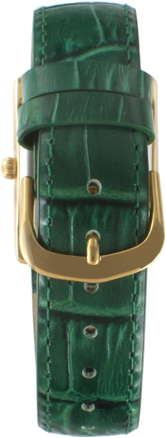 Peugeot Women's 14K Gold Plated Tank/Silver-Tone Tank Leather Dress Watch with Roman Numerals Dial - Image 2