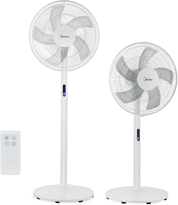 Midea FS40-18BR Ventilatore a Piantana, 3 in 1 Ventilatore Silenzioso 38 dB(A) con Display LED, Telecomando, Ventola a 5 pale, Funzione Turbo, Tomer 8 Ore, 8 Livelli di velocità, Oscillazione 85°