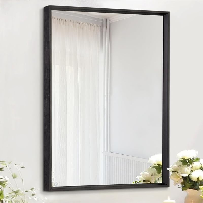 AAZZKANG Mirrors for Wall Rectangular Metal Framed Black 16"x12" | Small Hanging Mirrors for Entryway Bedroom Living Room Bathroom Vertically or Horizontally Decorative