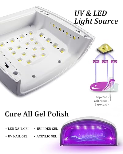 Miniatura 3 de Lámpara de uñas LED UV recargable blanco y guantes UV para uñas blancas