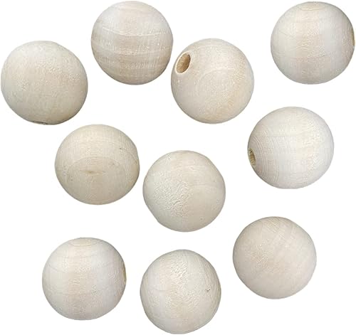 Cuentas de madera de 0.98 pulgadas, 150 cuentas de madera natural grandes a granel para manualidades, bola redonda sin terminar cuentas espaciadoras