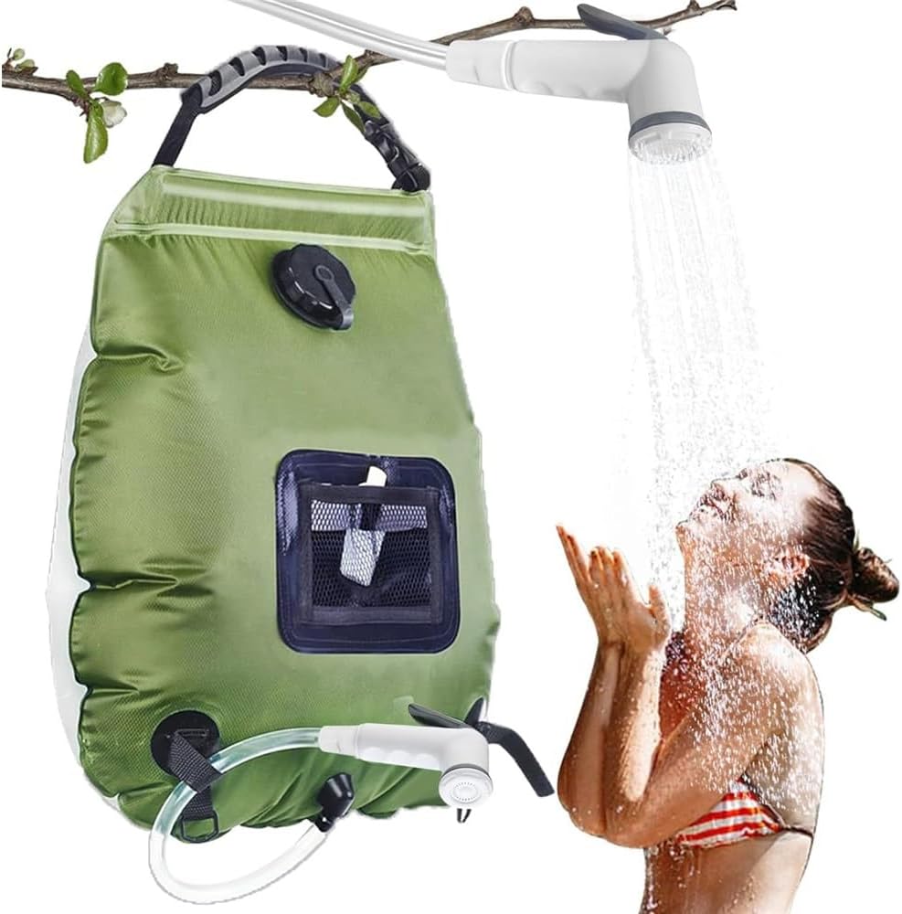 Portable 20L Solar Shower Bag for Outdoor Bathing, Lightweight Foldable Water Bag for Camping Travel