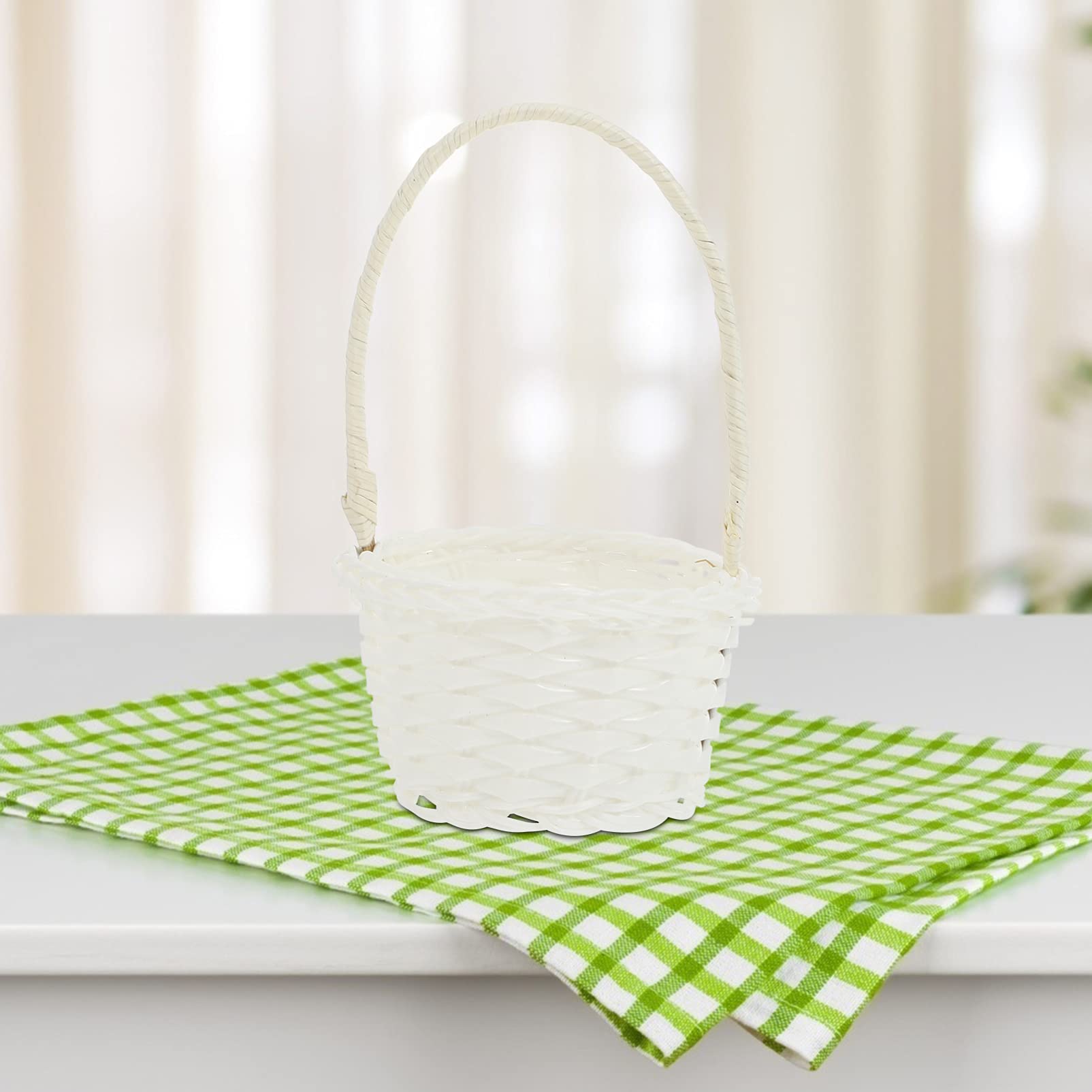 UPKOCH 6 Stück Obstkorb 3.54x3.54x5.89 inches Geflochtener Blumenkorb Mini Weidenkorb mit Henkel Bügelkorb Hochzeit Streukorb Brotkorb Henkelkorb Blumenkinder Körbchen Landhaus Deko