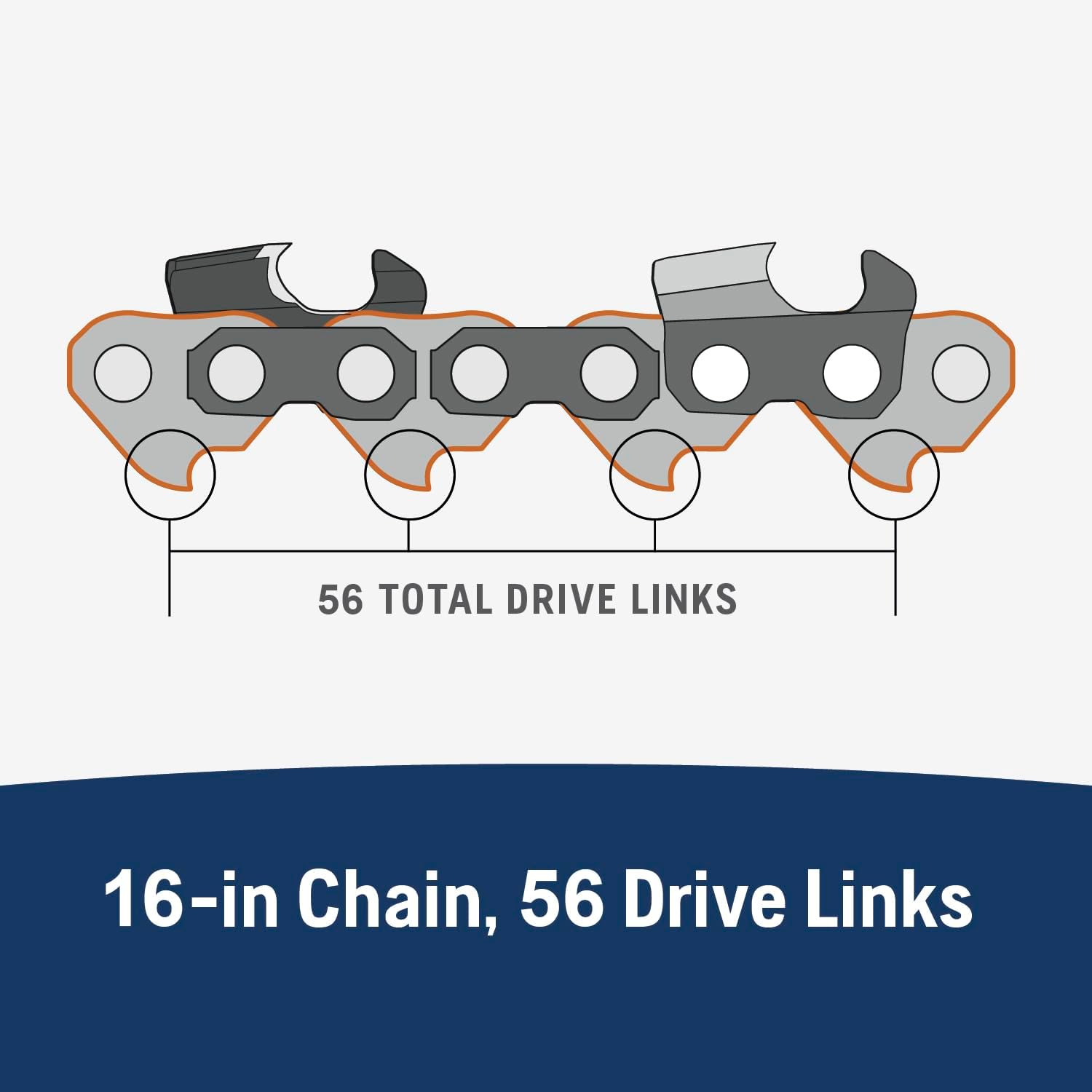 Husqvarna X-Cut S93G 16 Inch Chainsaw Chain, 3/8" Mini Pitch, .050" Gauge, 56 Drive Link Chainsaw Blade Replacement, Pre-Stretched and Low Kickback, Gray