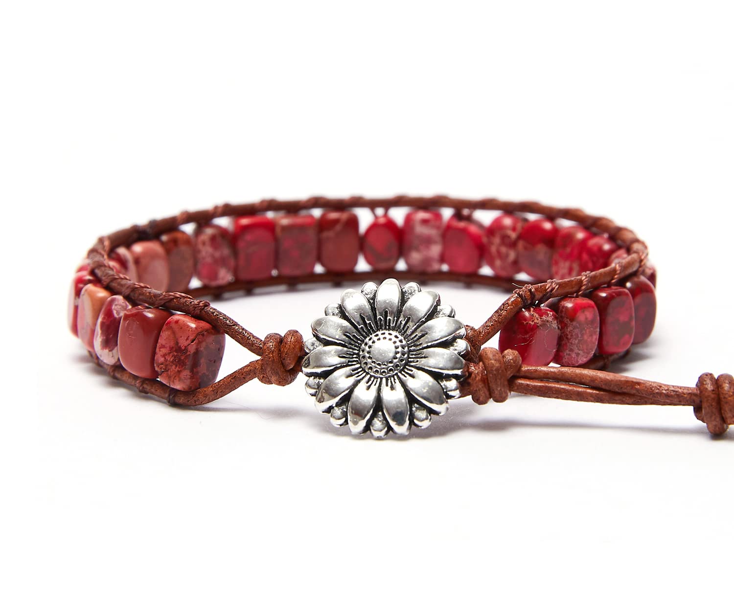 7 Chakra Bracelet Bohemian Handmade Leather Wrap Healing Protection Natural Stone Yoga Beaded Bracelets Boho Friendship Jewelry