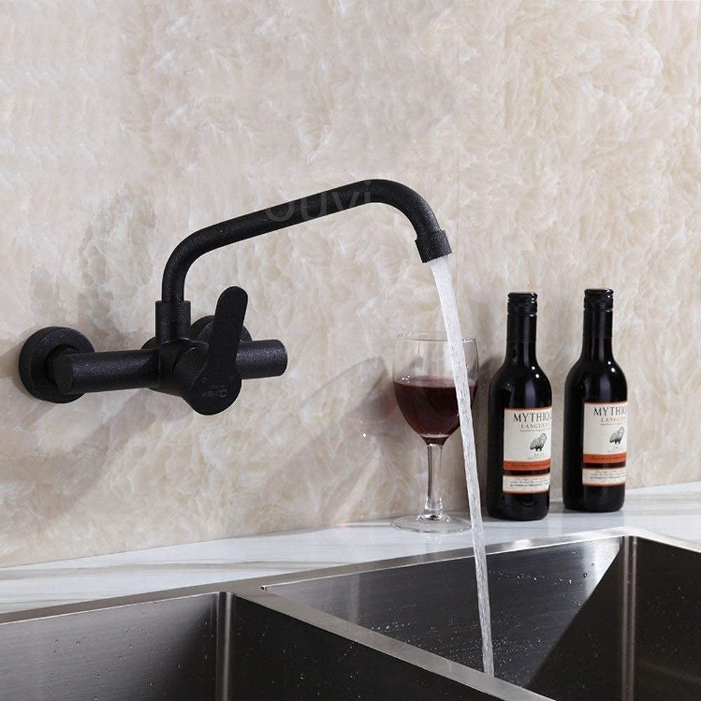 Robinet de cuisine mural extensible avec double bras rotatif pour poêle