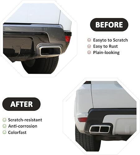 Miniatura 2 de YIWANG Tubería de acero inoxidable 304 salida de escape de garganta marco trasero cubierta de ajuste 2 unids para Land Rover Range Rover Sport 2018