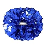 Hooshing 2PCS Blue Pom Poms Cheerleading Holographic Spot Cheer Pompoms with Baton Handle for Team Spirit School Sports Cheering