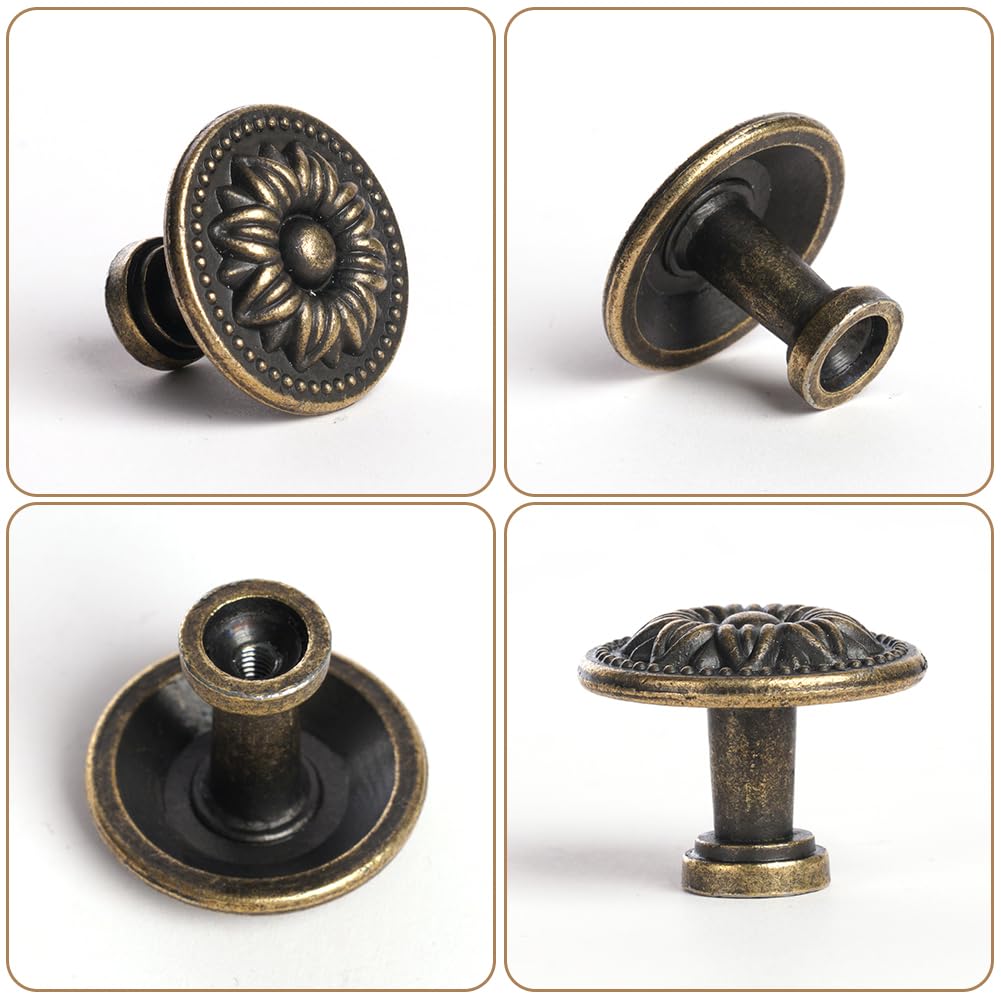 Ainiv 12pz Pomello per Mobili Vintage, 30mm Maniglie Rotonde Antiche, Pomelli per Armadietti con Viti e Cacciavite per Porte Armadietti Cassetti e Guardaroba Accessori Mobili (Bronzo)