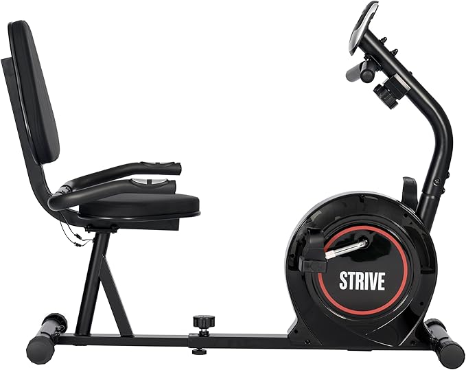 Bicicleta Ergométrica Horizontal Strive Q40 com Encosto, 8 Níveis de Resistência, Monitor Cardíaco e Painel Digital