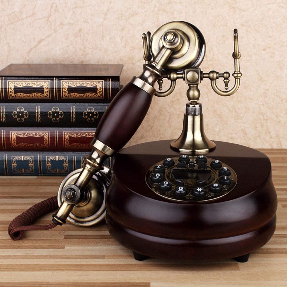 Telefon stacjonarny w stylu retro, telefon w stylu retro, staromodny telefon stacjonarny z obrotowym przyciskiem do wybierania numeru, wyświetlacz identyfikatora dzwoniącego (wybieranie obrotowe)