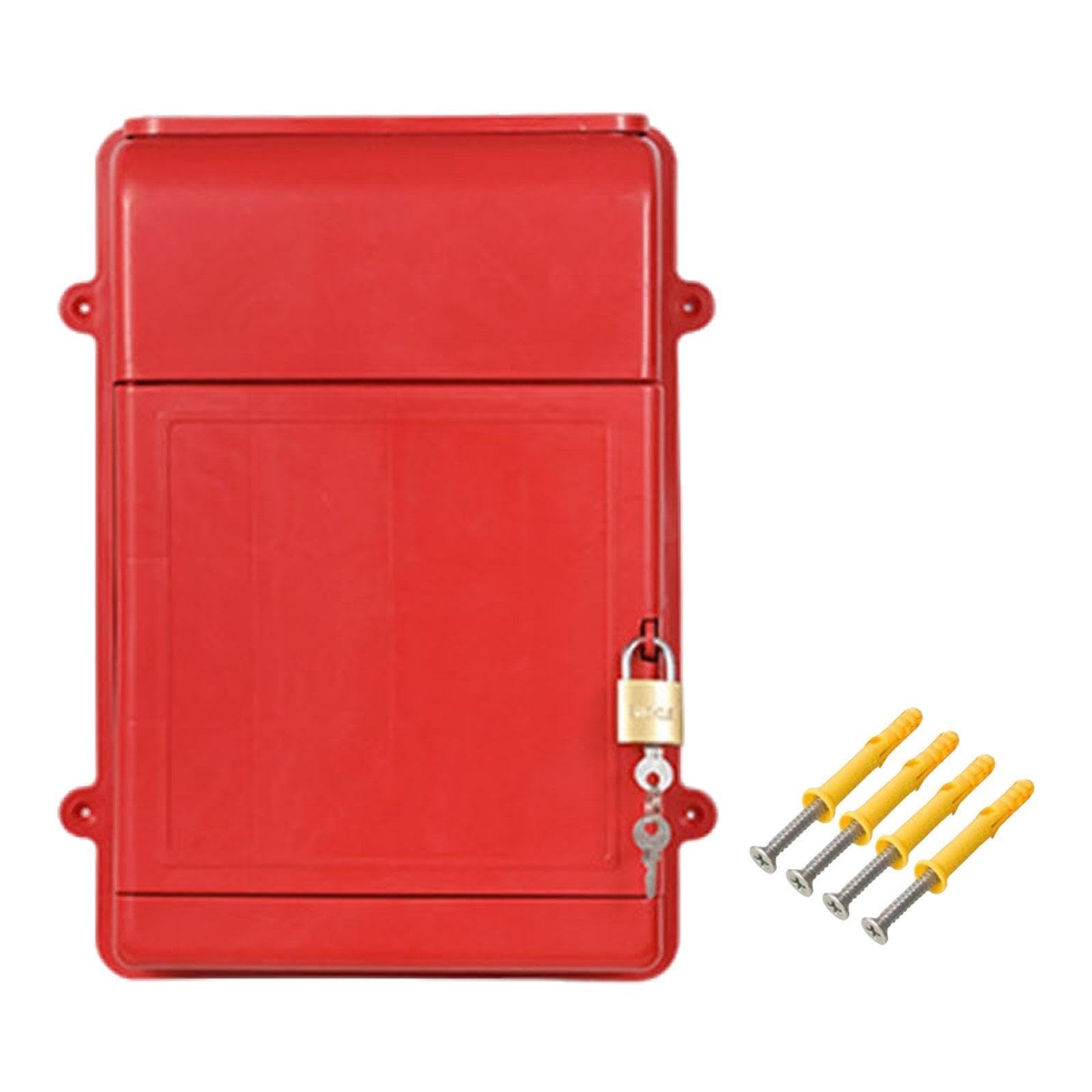 Lockable Wall Hanging Mailbox Post Box Versatile Drop Box for Hotel Business Red Home & Garden-image-23