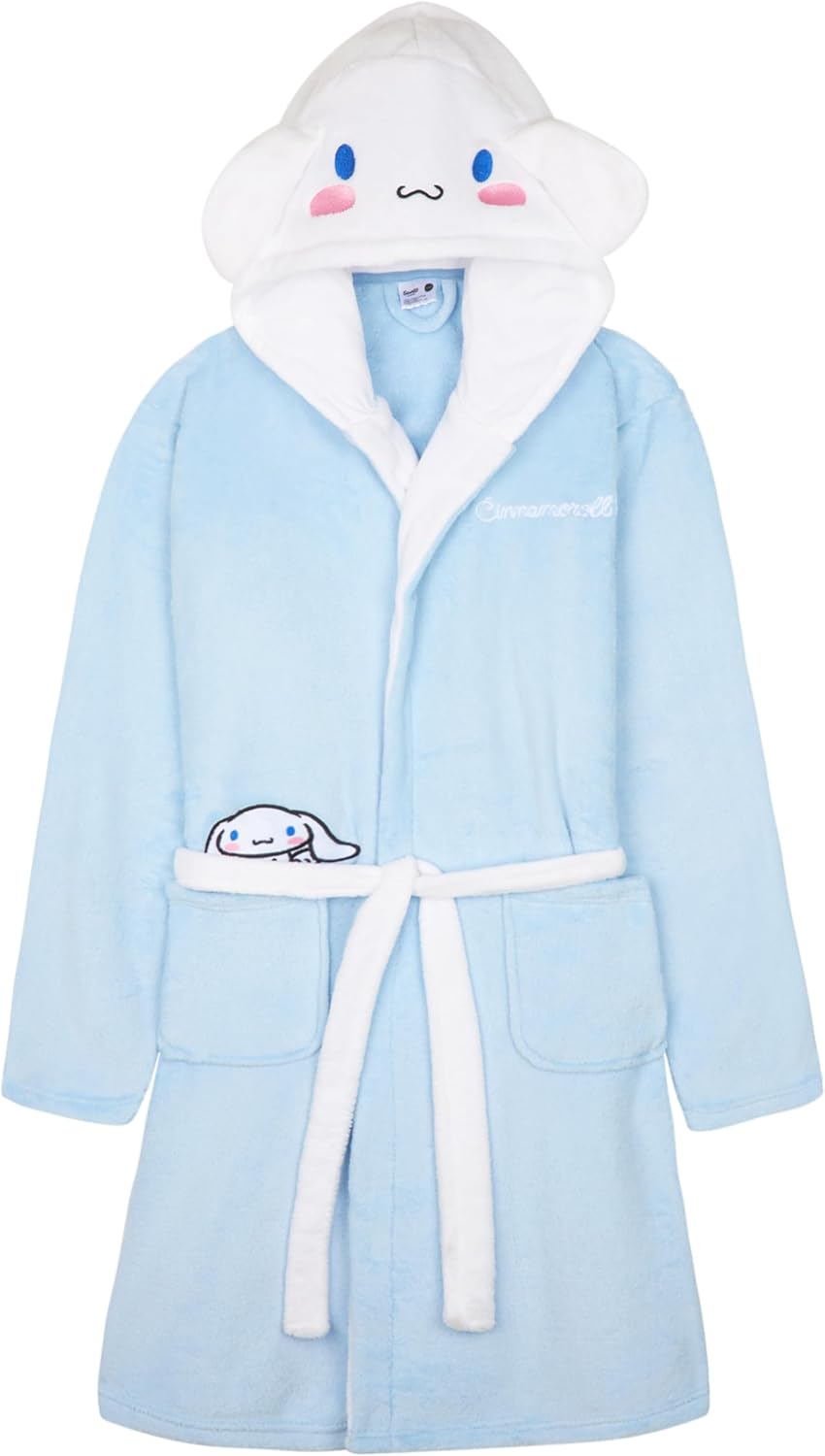 Hello Kitty Sanrio Robe for Girls, Teens, Fleece Hooded Bath Robe Cozy Loungewear Cinnamoroll Kuromi Kawaii Gifts For Girls