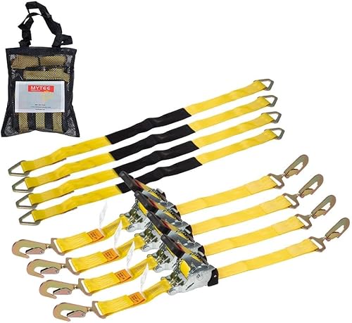 Miniatura 10 de Mytee Products - Correas de trinquete retráctiles de 1 x 12 pulgadas con gancho en S revestido, para motocicletas, cuatrimotos o bicicletas Amarre