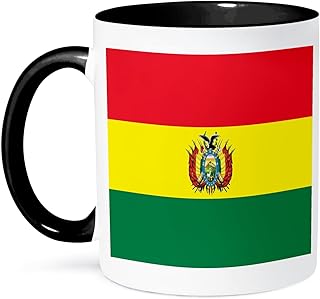3dRose mug_28229_4 Bolivia Flag - Two Tone Black Mug, 11oz, Multicolored