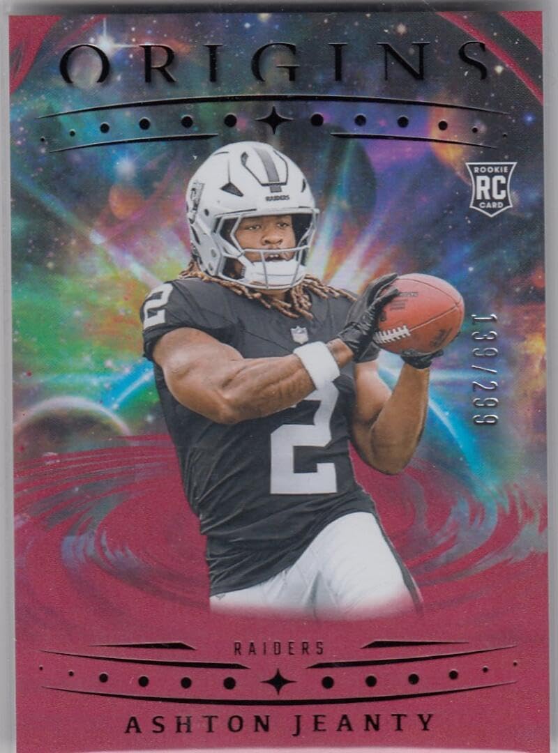 Football Trading Card 2025 Panini Origins Holo Red #139 Ashton Jeanty EX/NM RC Rookie 139/299 LV Raiders
