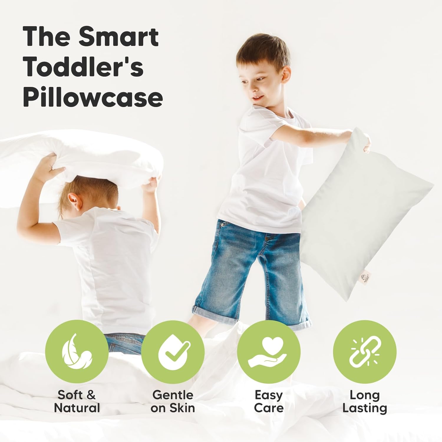 KeaBabies Toddler Pillowcase for 13X18 Pillow - Organic Toddler Pillow Case for Boy, Kids - 100% Natural Cotton Pillowcase for Miniature Sleepy Pillows - Pillow Sold Separately