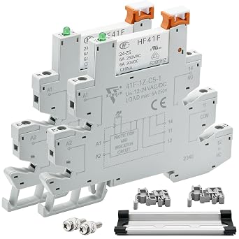 UL Listed Power Relay, Din Rail 24V DC/AC, 6A SPDT Screw Socket 2Pcs