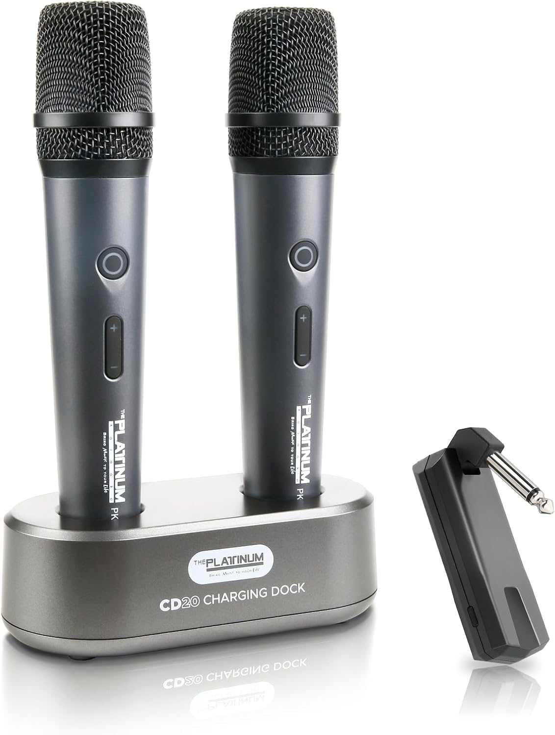 The Platinum Wireless Microphone for mic Input UHF Metal Dynamic Handheld Multipurpose mic with Base and Rechargeable Receiver 160ft Range Suitable for Karaoke Machine/Amplifier Speake/Mixer