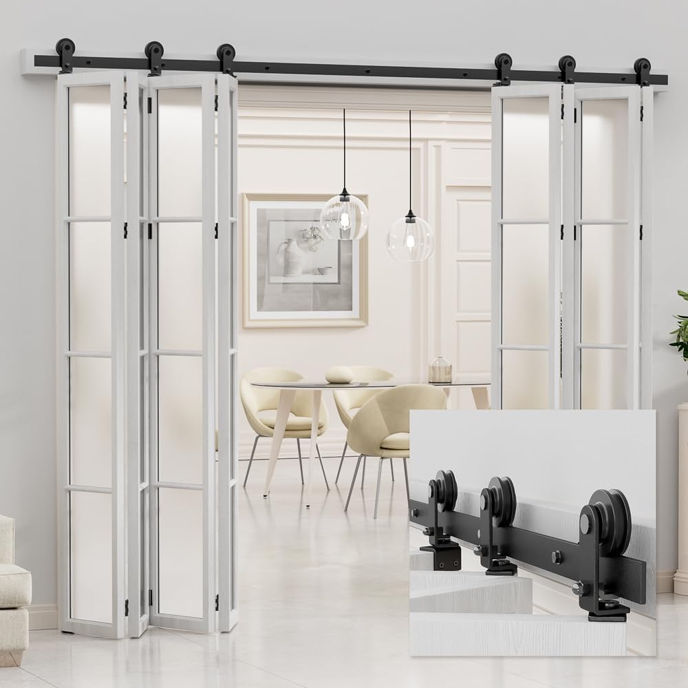 Puertas Plegables Con Riel Kit de riel de puerta corrediza de granero plegable de 6 pies72 ...