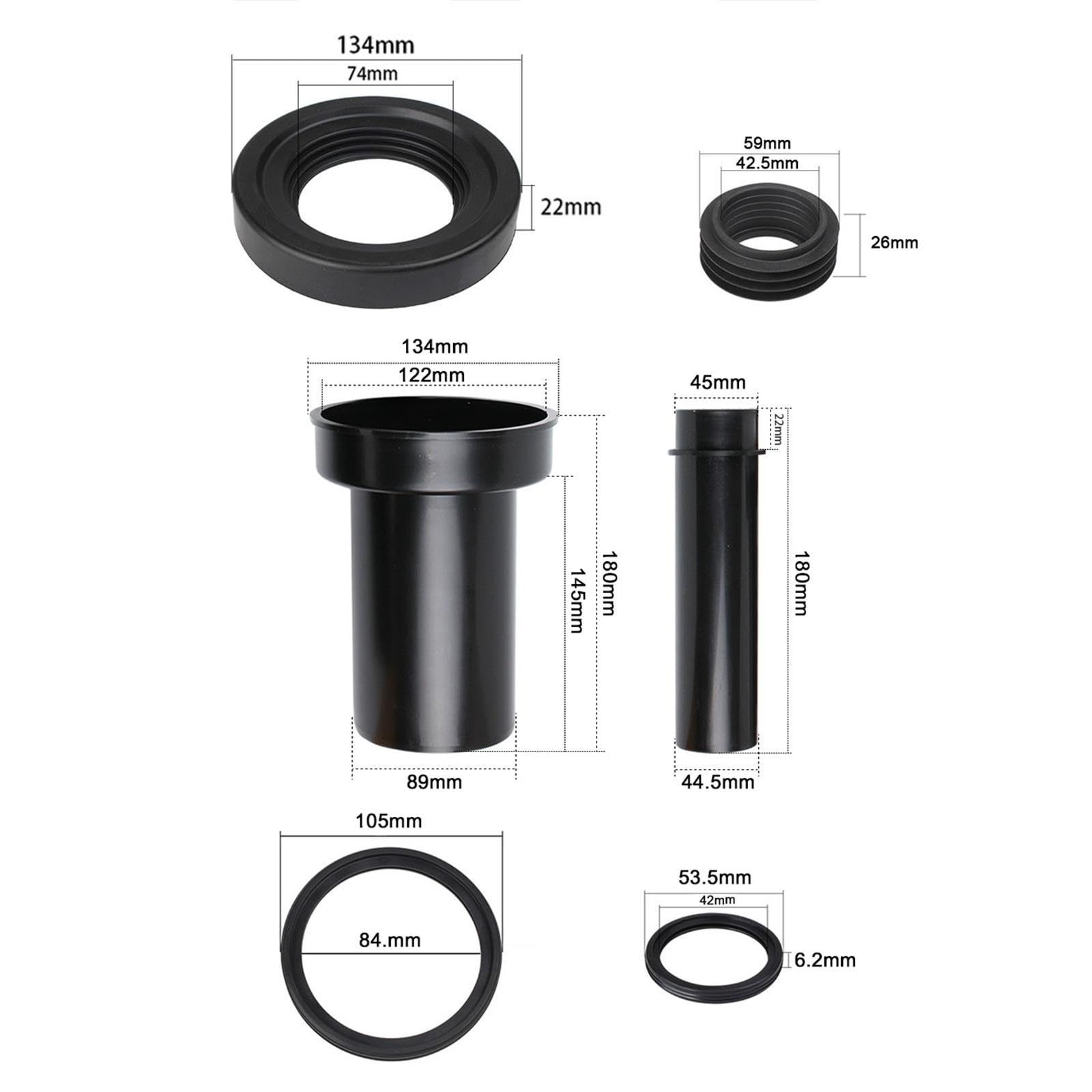 predolo Toilet Drain Pipe Set Abflussrohr für Wandmontierte Toilette Gummidichtung Verdecktes Spülrohr Ersatzteile für Badezimmer Hausinstallation, Typ A