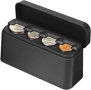 ANCHOM Coin Holder for Car, Larger Capacity Car Change Coin Holder Organizer, Coin Dispenser Storage Fit for Most Car Trucks Accessories, Black