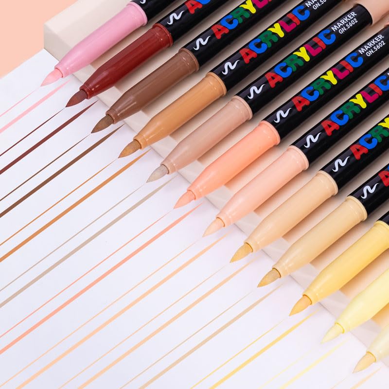 Guangna Skin Tone Acrylic Paint Pens 12 Colors For Wood